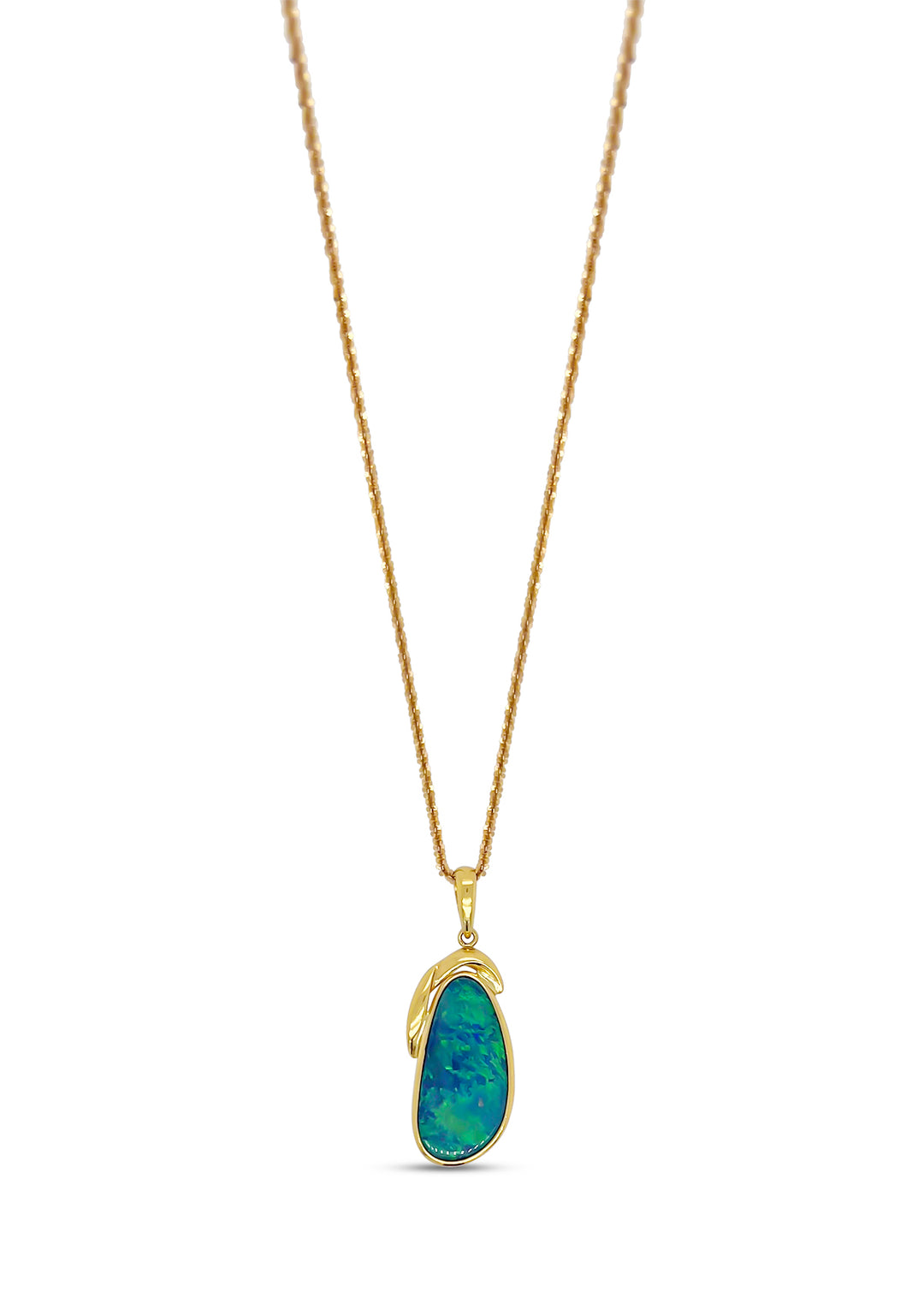 18K Yellow Gold Boulder Opal Drop Necklace