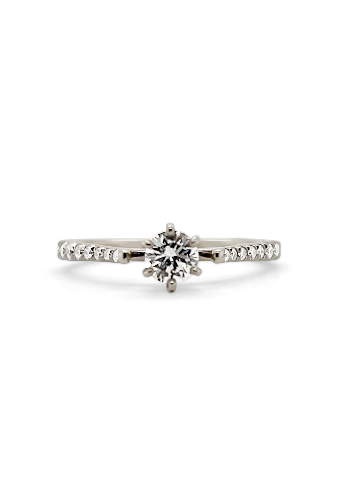 14K White Gold Diamond Accented Engagement Ring