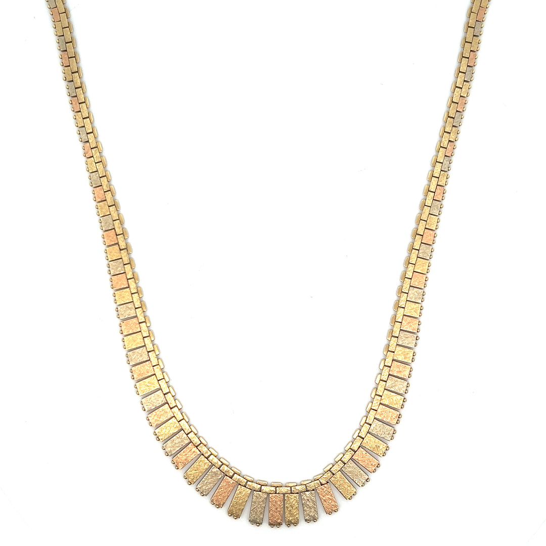 14K Tri - Color Graduated Cleopatra Necklace