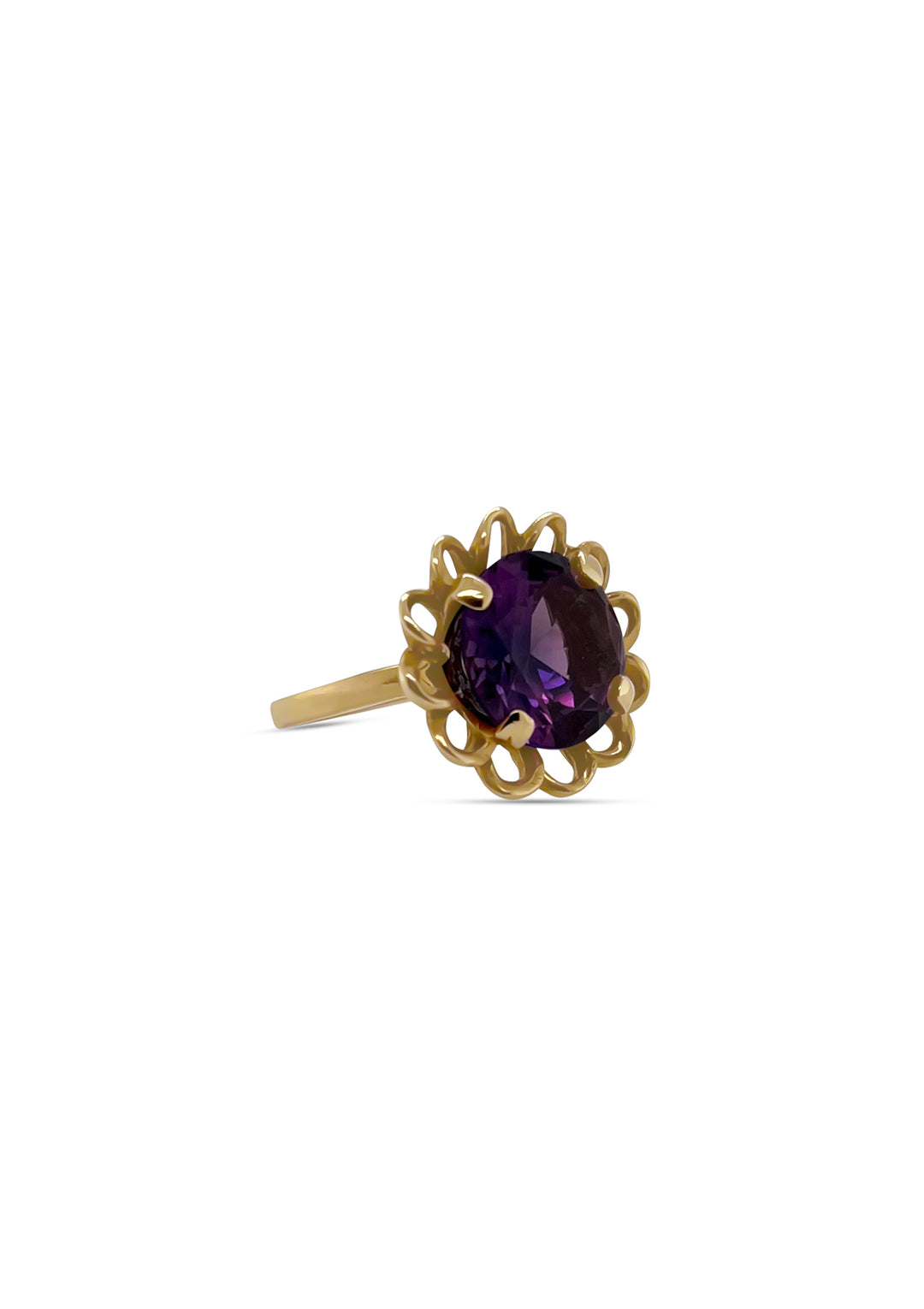 10K Yellow Gold Estate Synthetic Purple Sapphire Ring