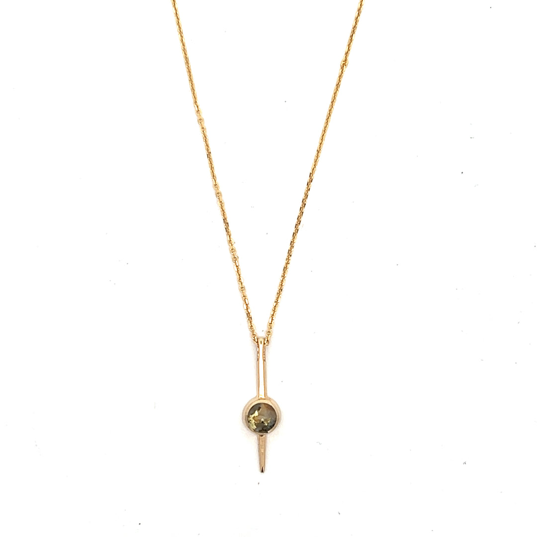 14K Yellow Gold Bezel Set Gold Quartz Pendant By James Hawkes Designs