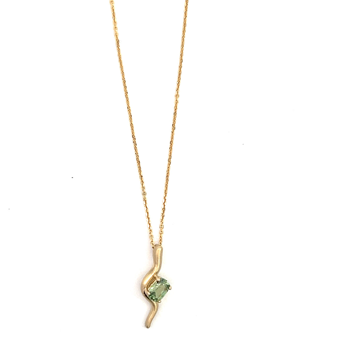 14K Yellow Gold 0.60 Carat Demantoid Garnet Freeform Necklace