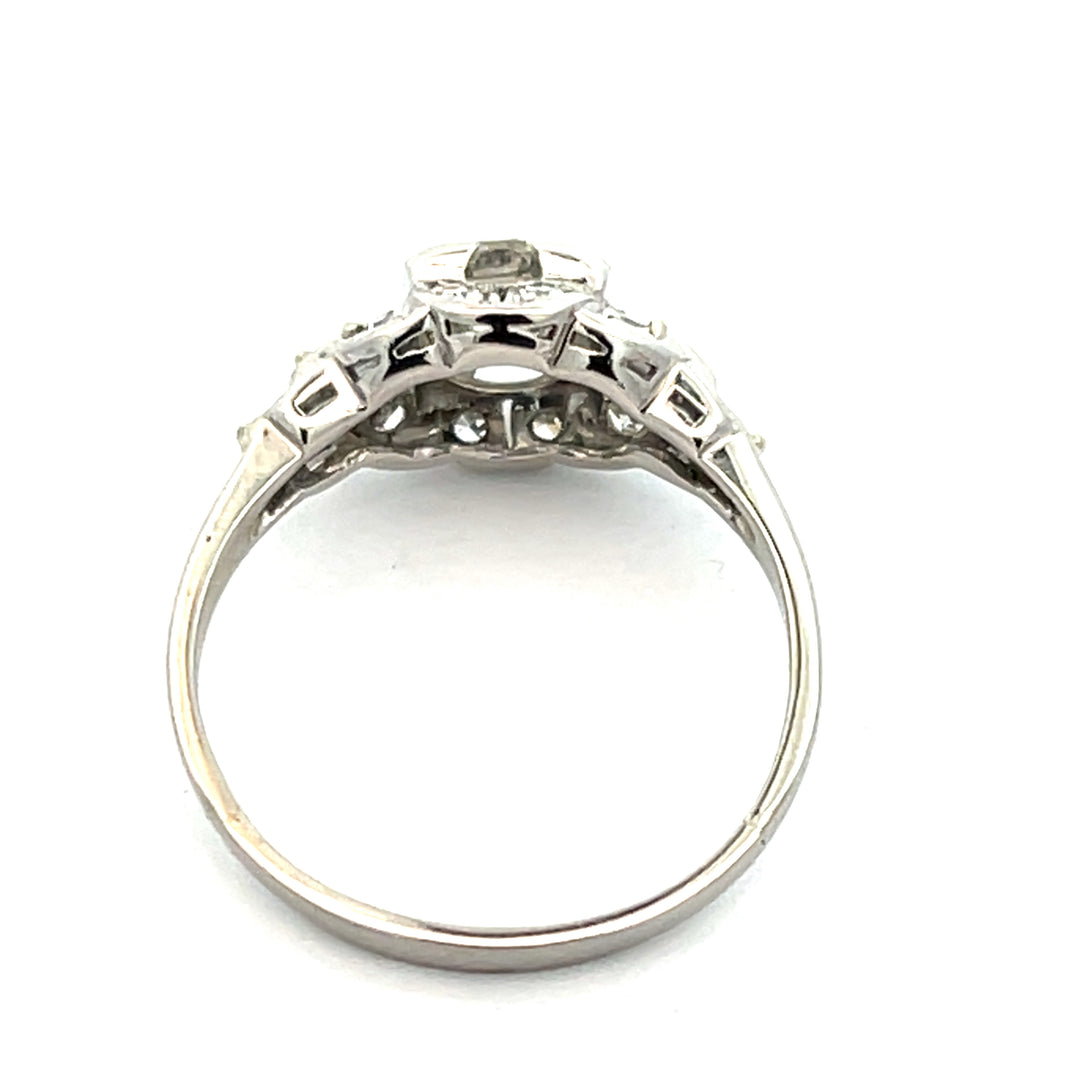 Platinum Art Deco Old European Cut Diamond Engagement Ring