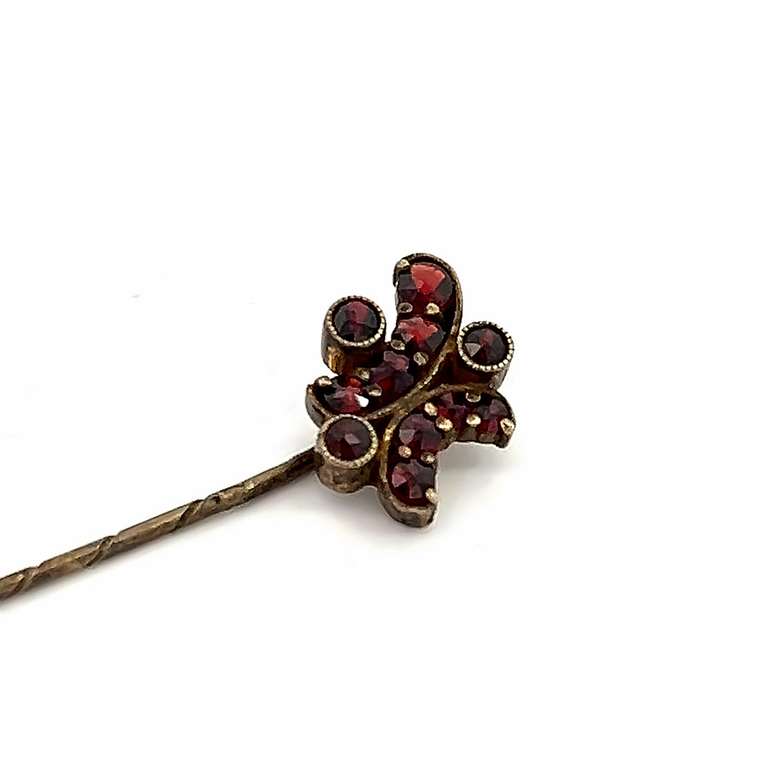 Gold Plated Antique Rose Cut Garnet Stick Pin