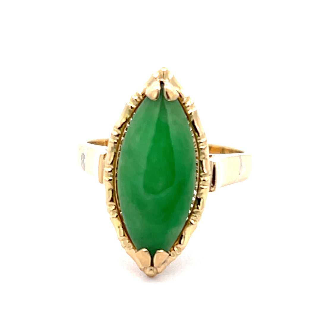 14K Yellow Gold Jade Estate Ring