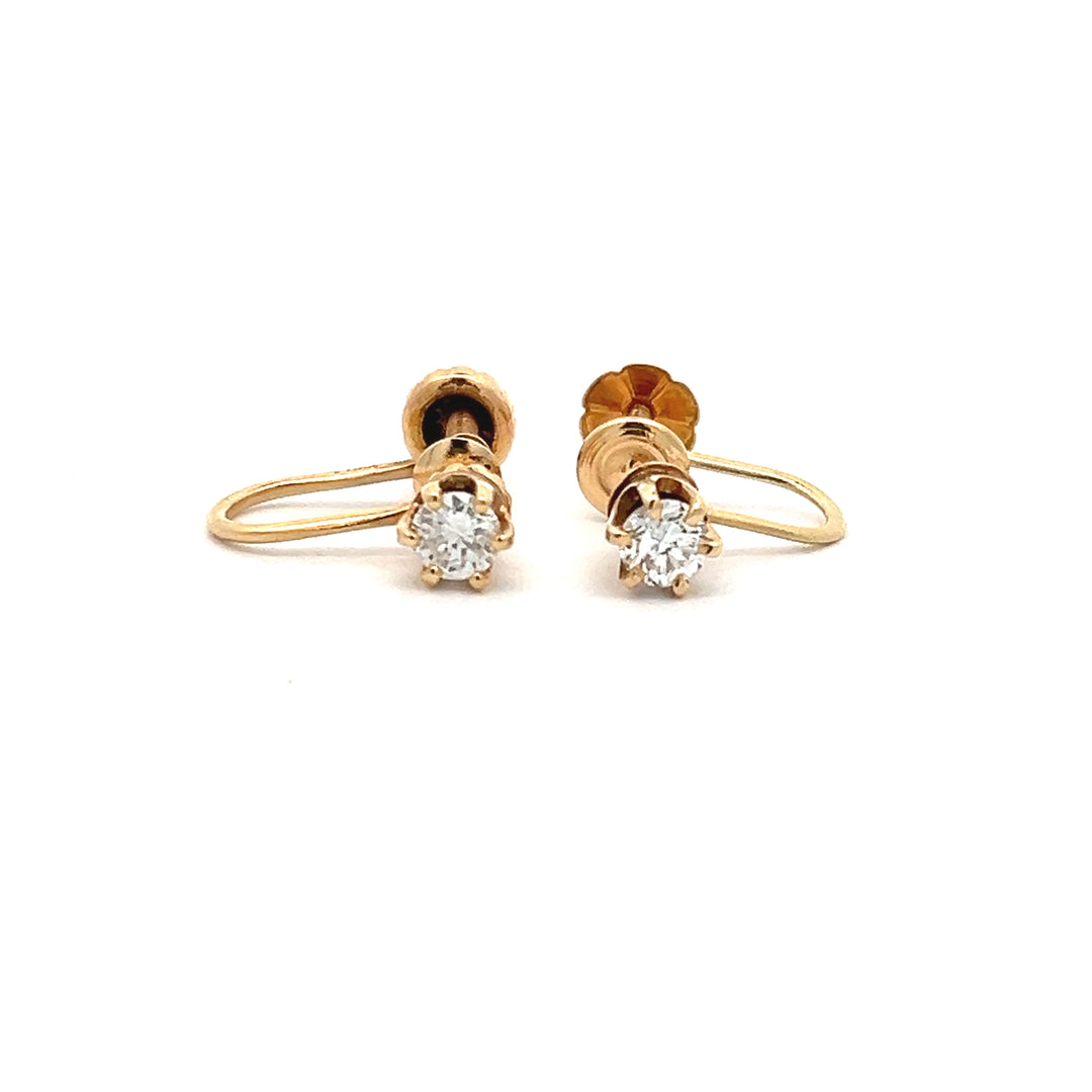 14K Yellow Gold Diamond Clip Earrings