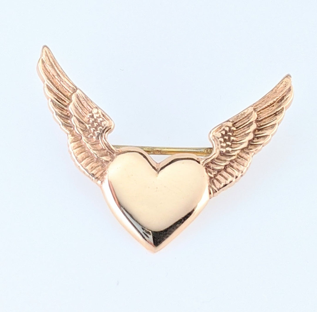 14k Rose Gold Winged Heart Pin