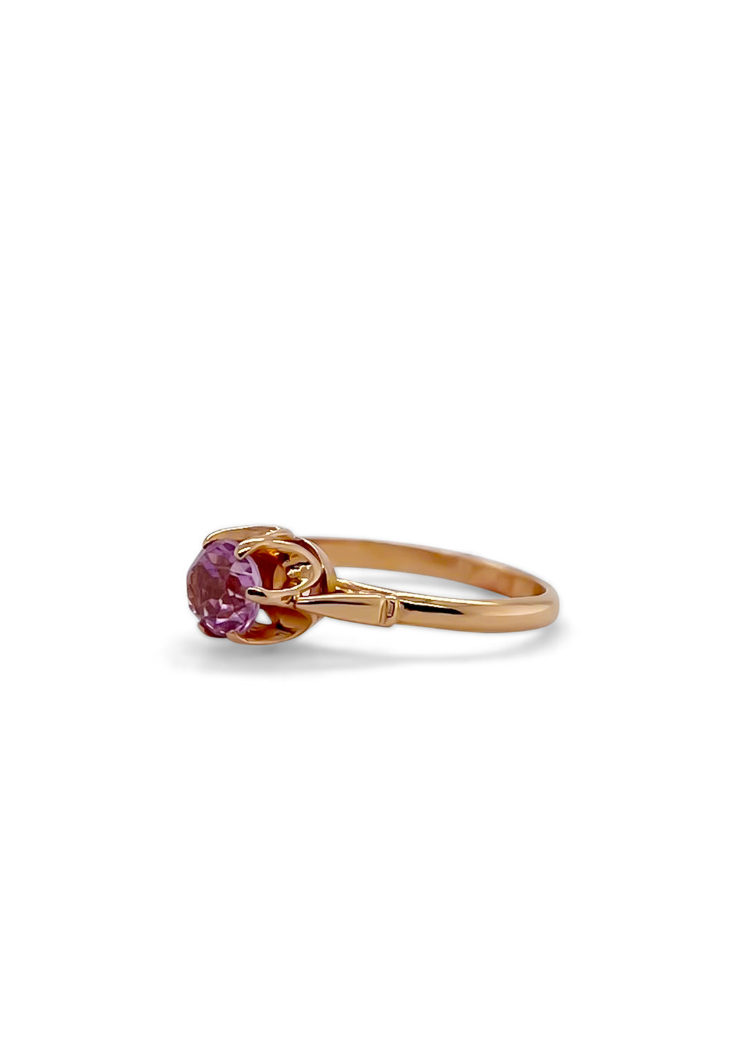 14k Yellow Gold Synthetic Pink Sapphire Ring