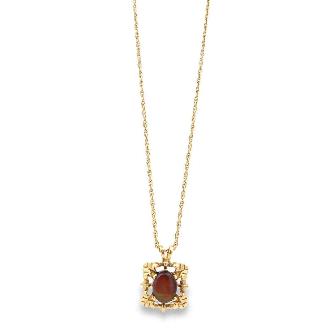 14K Yellow Gold Fire Agate Necklace