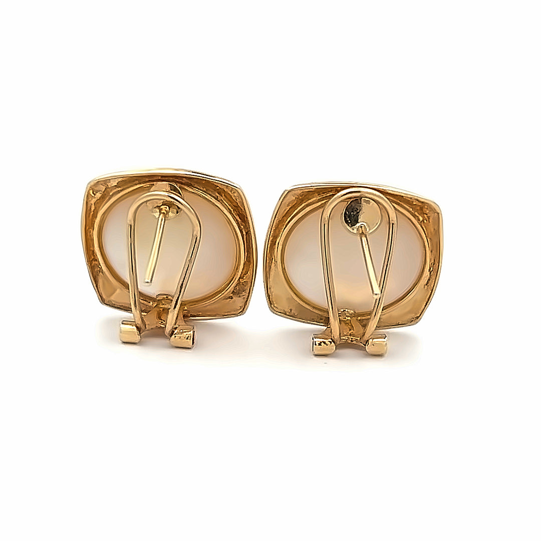 14K Yellow Gold 15mm Mabe Pearl Stud Earrings