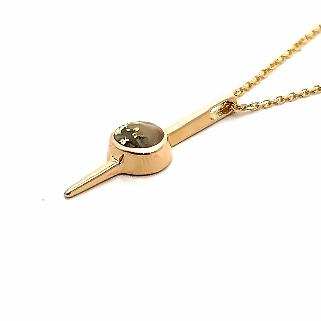 14K Yellow Gold Bezel Set Gold Quartz Pendant By James Hawkes Designs