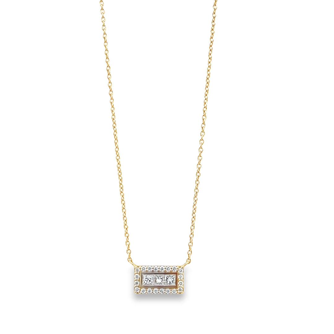 14K Yellow Gold 0.30 Carat Diamond Bar Necklace