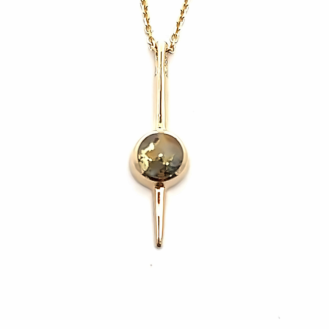 14K Yellow Gold Bezel Set Gold Quartz Pendant By James Hawkes Designs