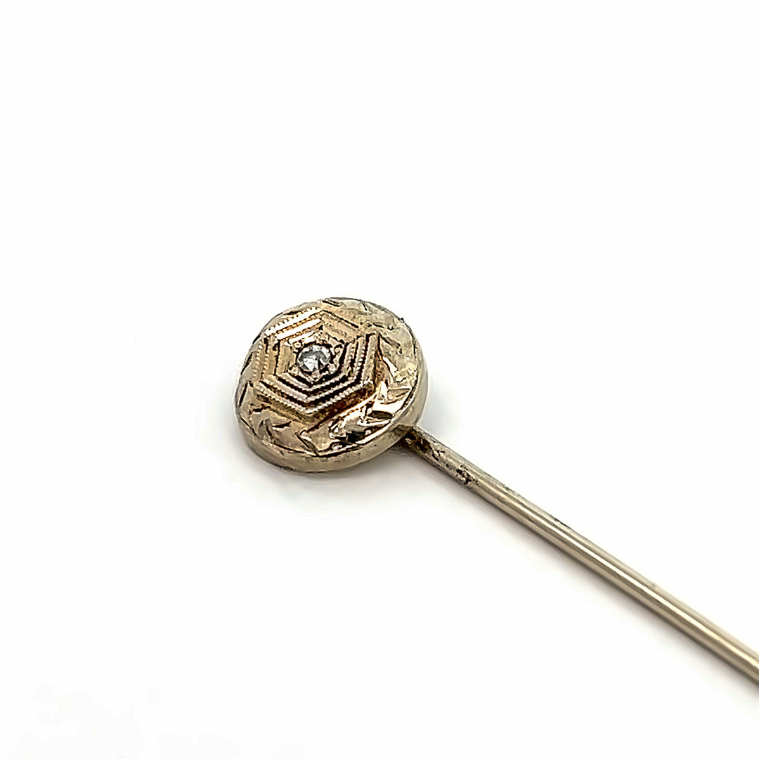 10K White Gold 1920's Diamond Stick Pin