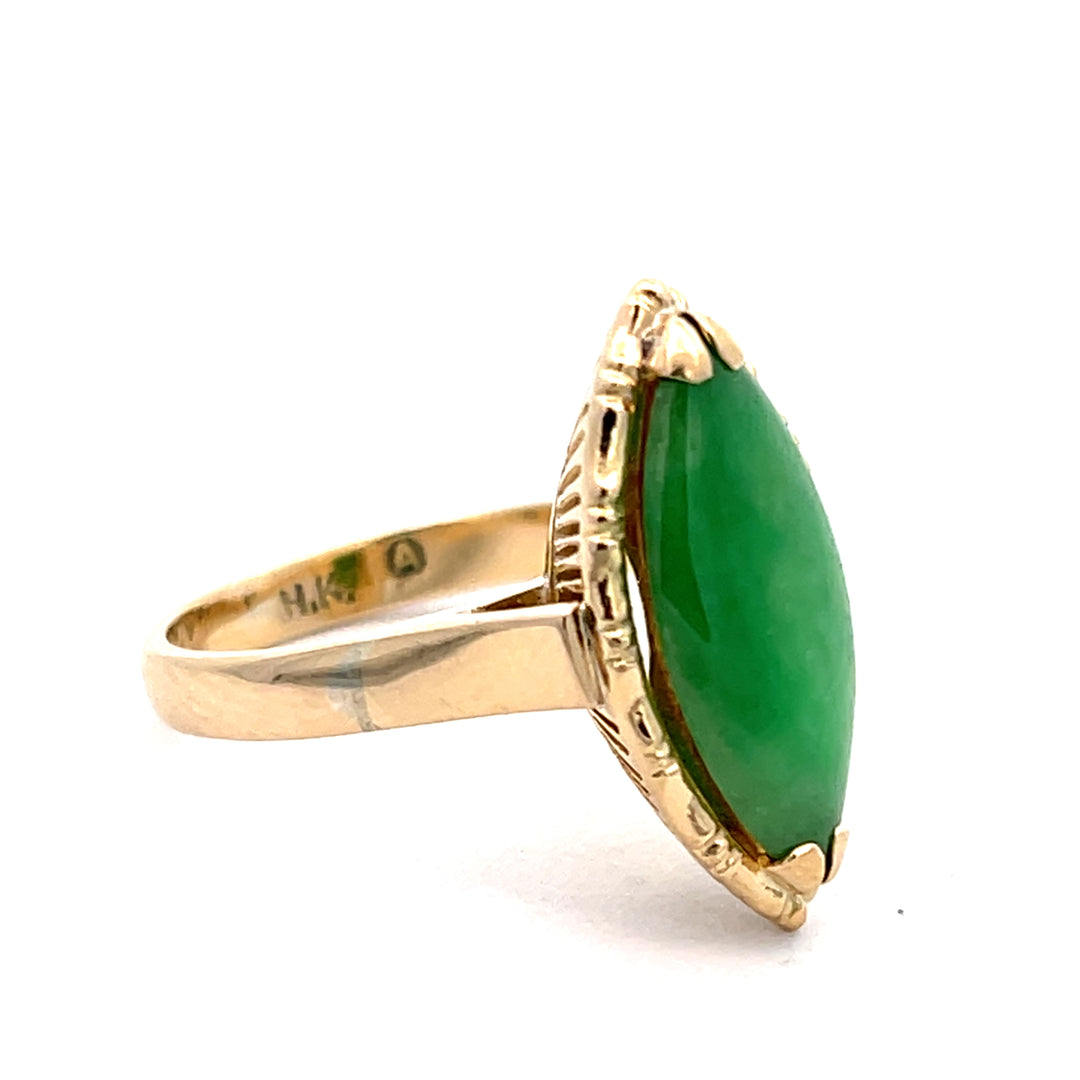 14K Yellow Gold Jade Estate Ring