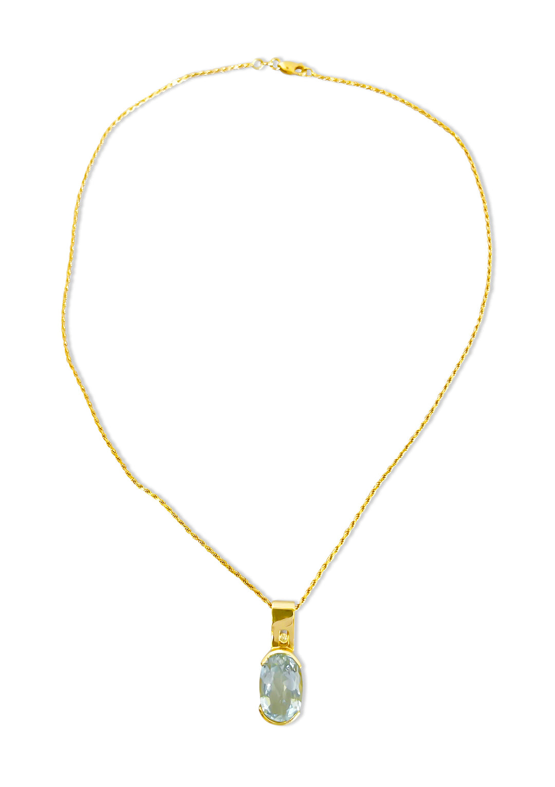 14K Yellow Gold Aquamarine And Diamond Necklace