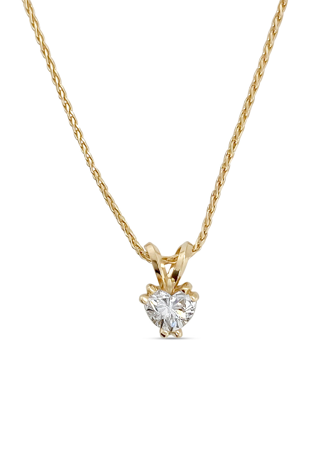 14K Yellow Gold 0.75 Carat Diamond Heart Necklace
