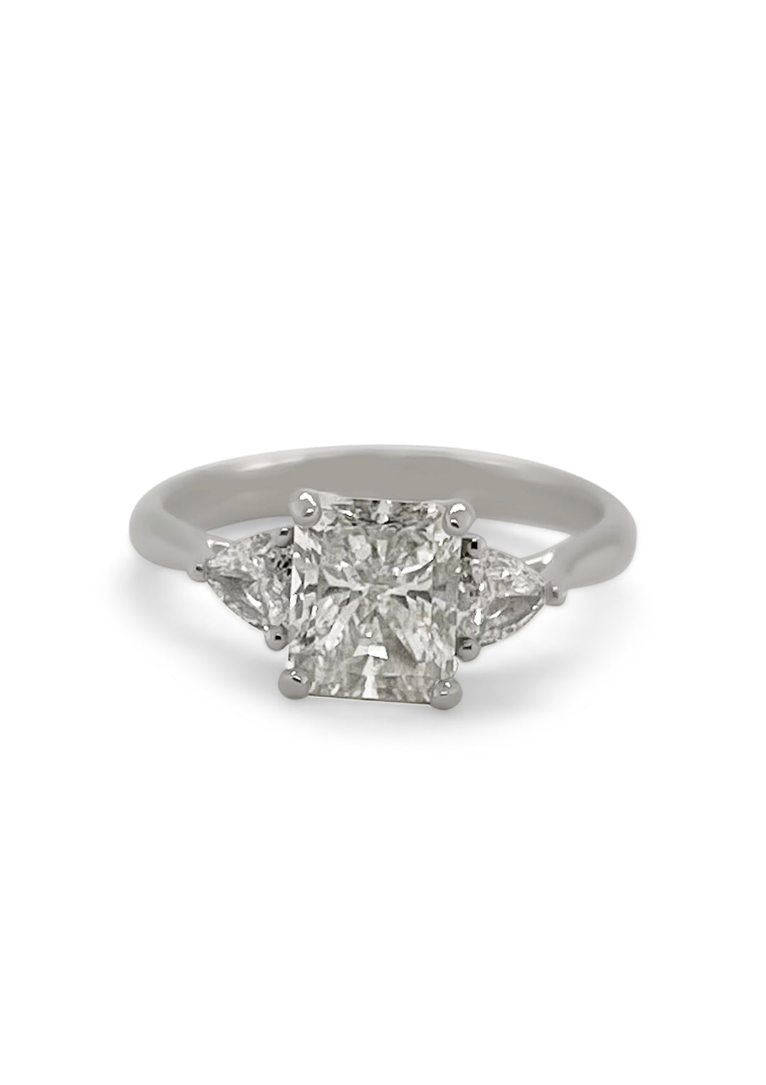 Platinum 1.96 Carat Total Weight 3 - Stone Diamond Engagement Ring