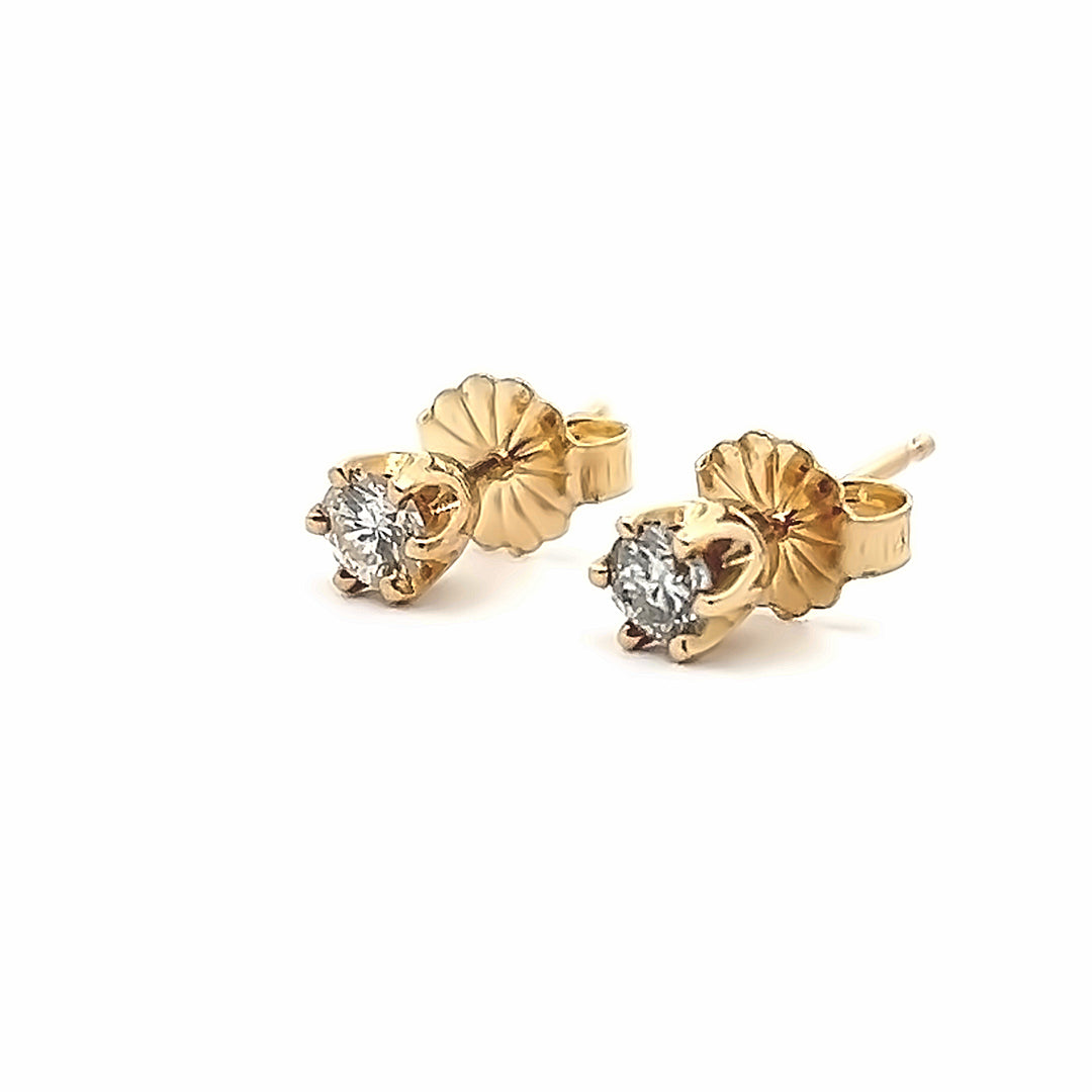 14K Yellow Gold 0.28 Carat Diamond Stud Earrings