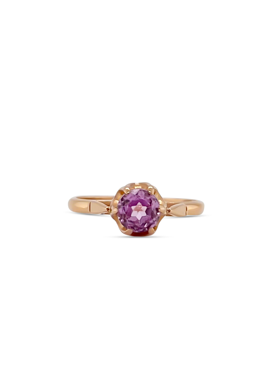 14k Yellow Gold Synthetic Pink Sapphire Ring