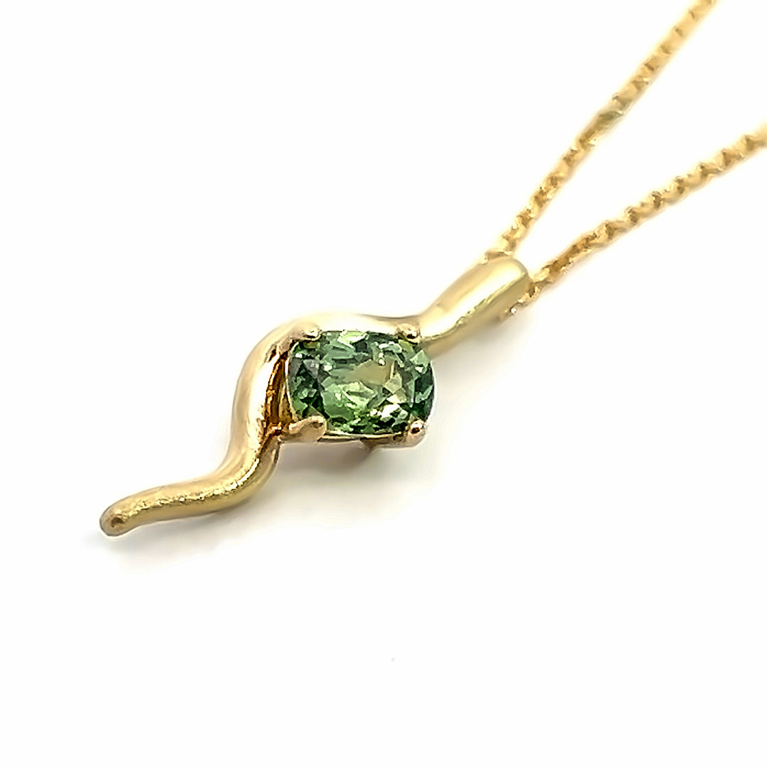 14K Yellow Gold 0.60 Carat Demantoid Garnet Freeform Necklace