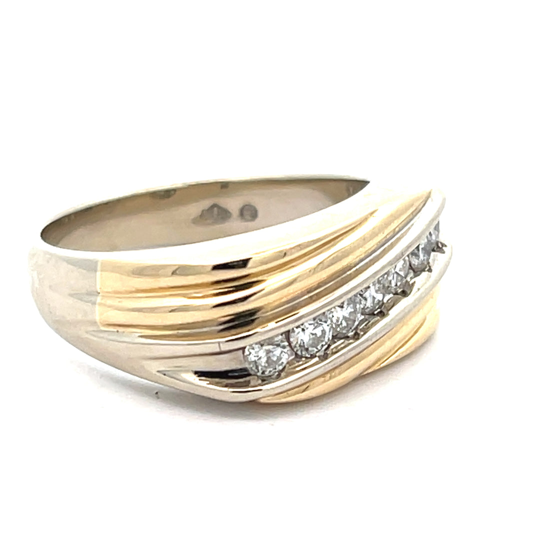 14K Two Tone Diamond Channel Set Ring