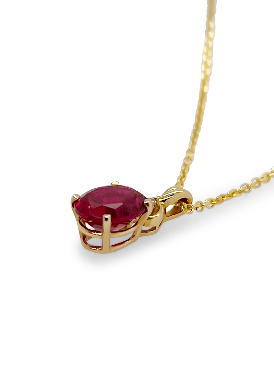 14K Yellow Gold 3.75 Carat Lab Grown Ruby And Diamond Necklace
