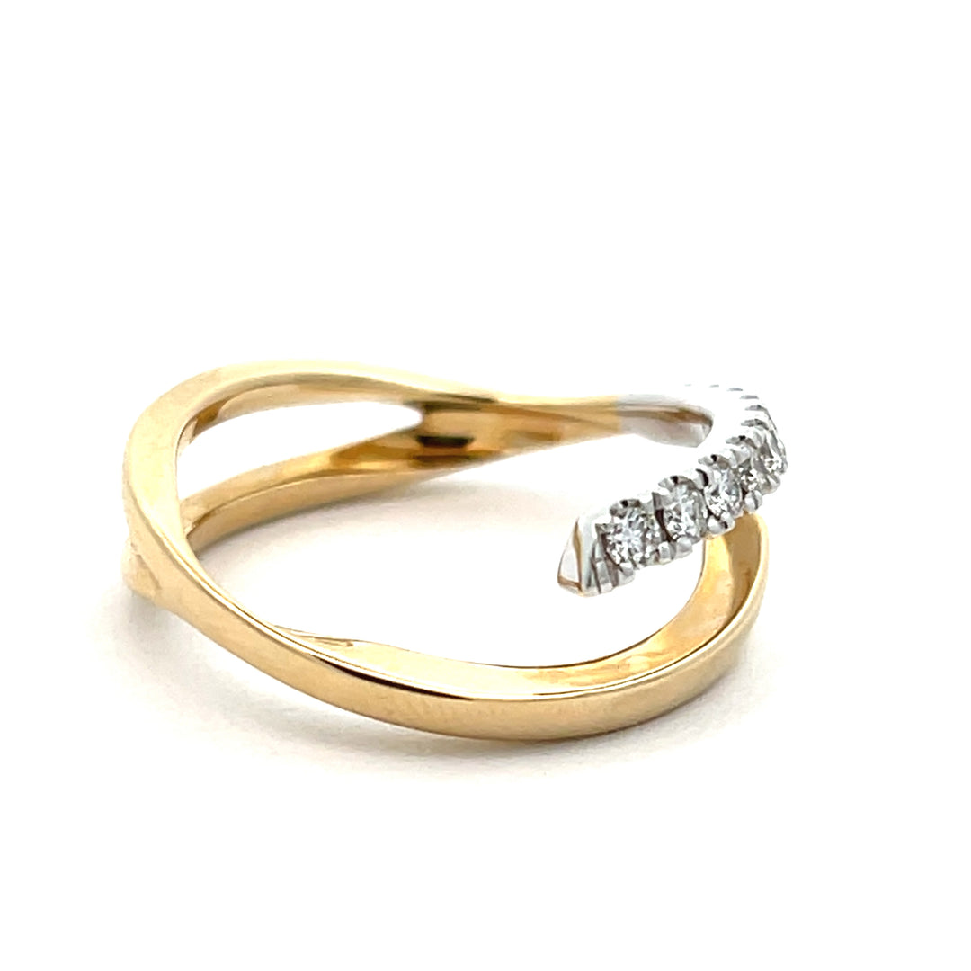 14K Yellow/White Gold 0.20 Carat Diamond Bypass Ring