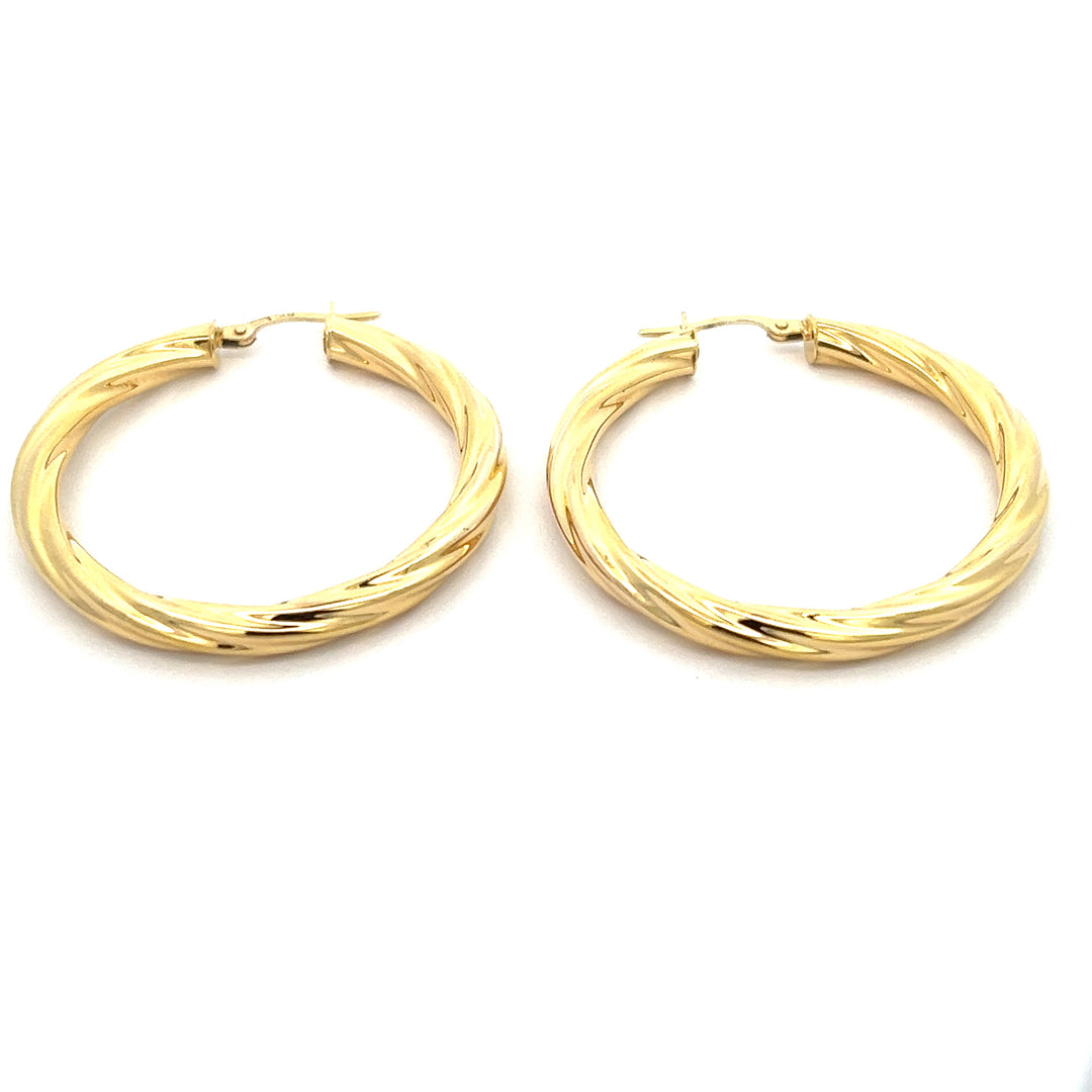 14K Yellow Gold 3.75mm Twisted Hoop Earrings