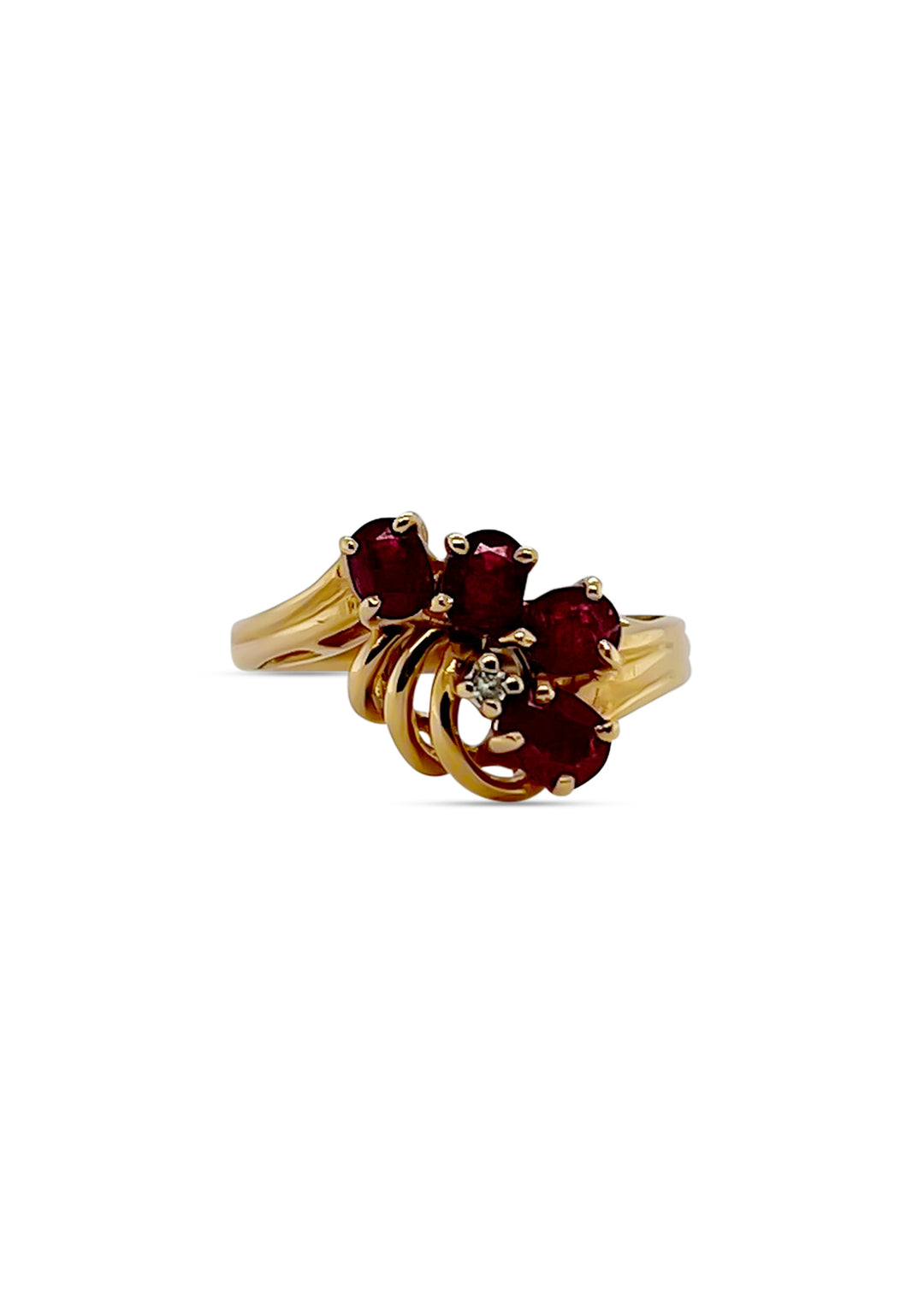 14K Yellow Gold Estate Ruby And Diamond Ring