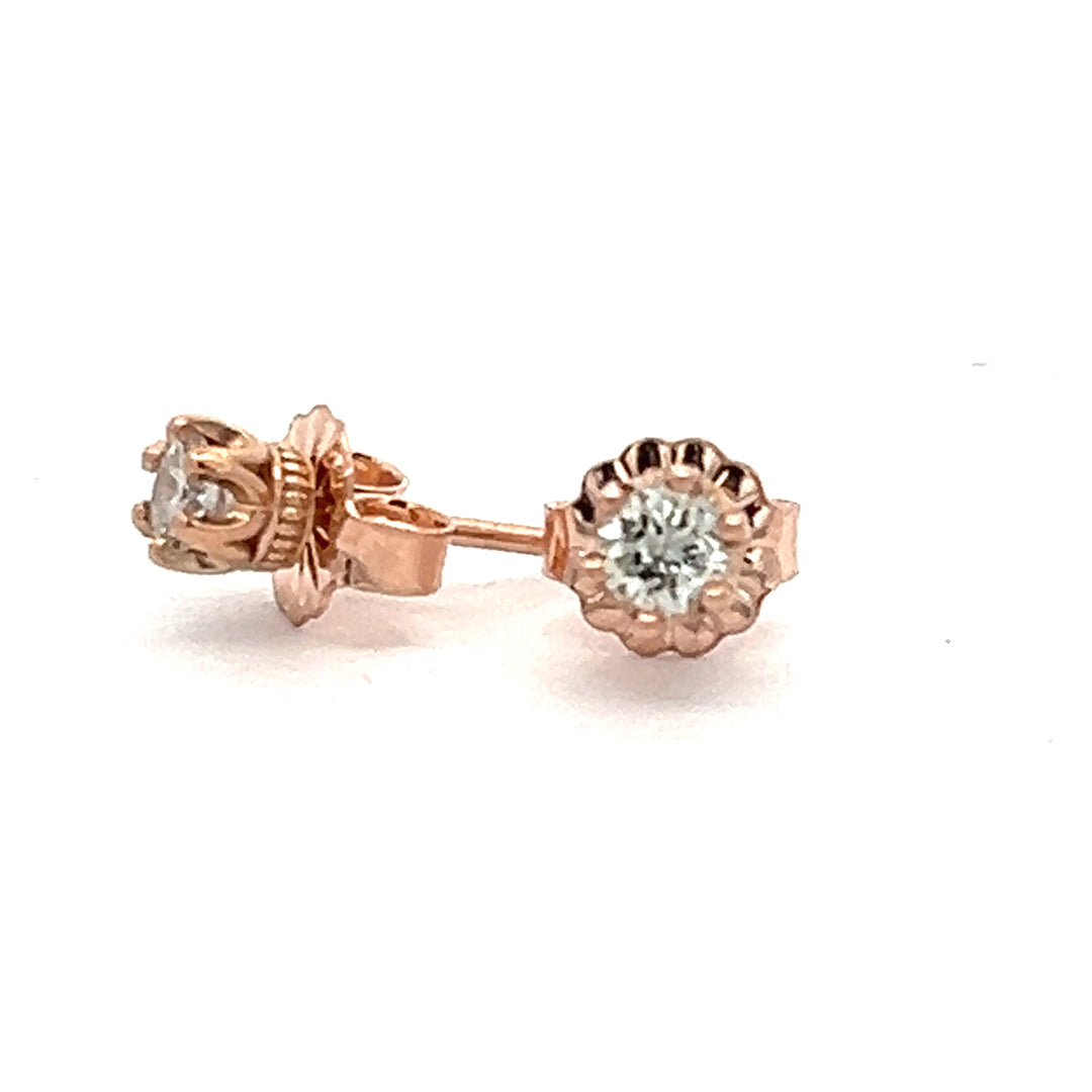 14K Rose Gold 0.22 Carat Diamond Stud Earrings