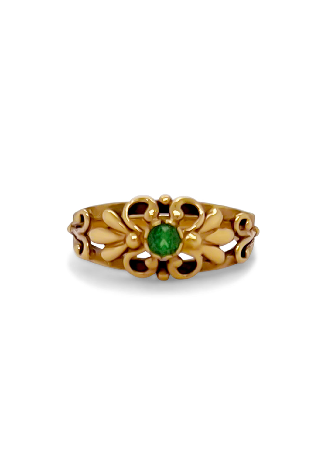 14K Yellow Gold Tsavorite Garnet Ring