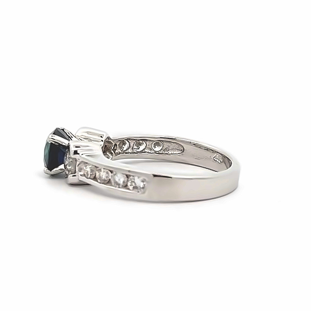 Platinum 1.28 Carat Sapphire And Diamond Ring