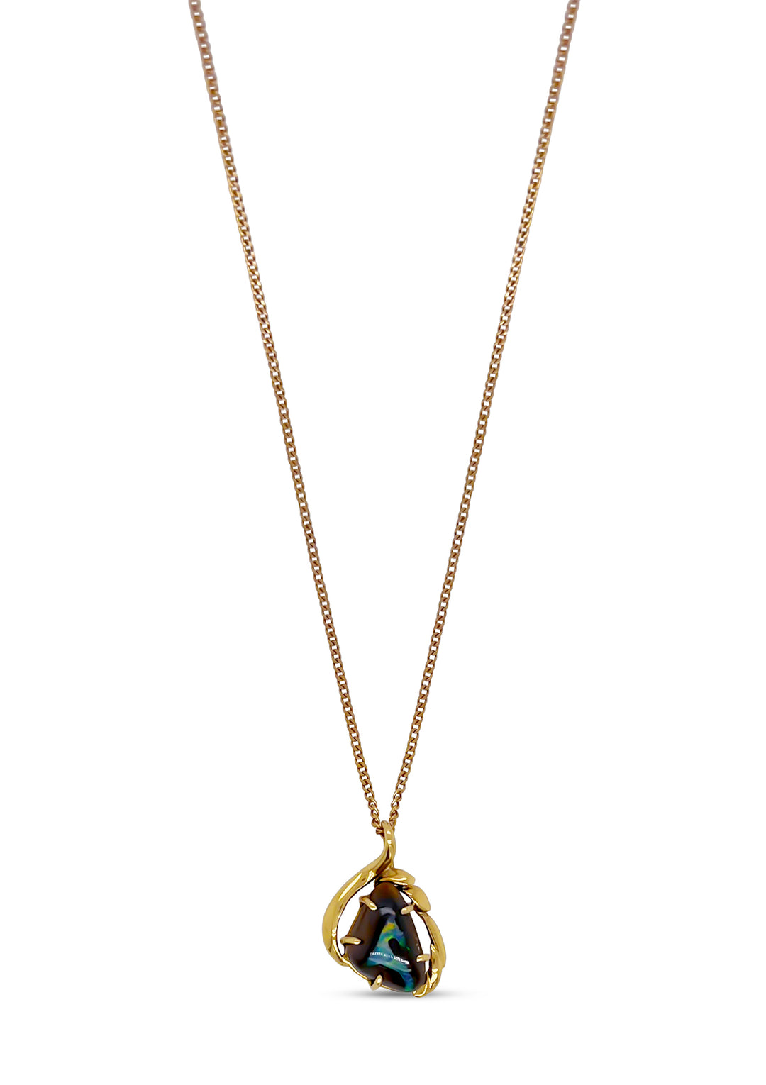 18K Yellow Gold Boulder Opal Necklace