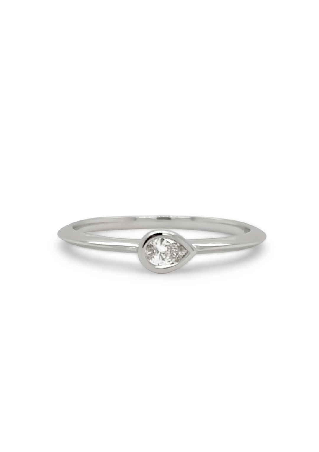 14k White Gold .10 Carat Pear Diamond Band