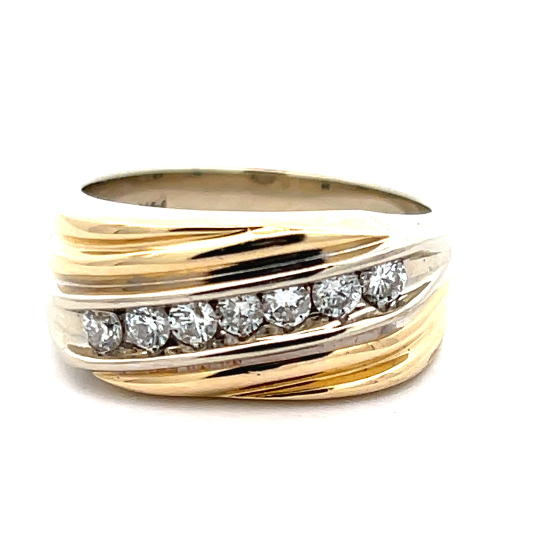 14K Two Tone Diamond Channel Set Ring