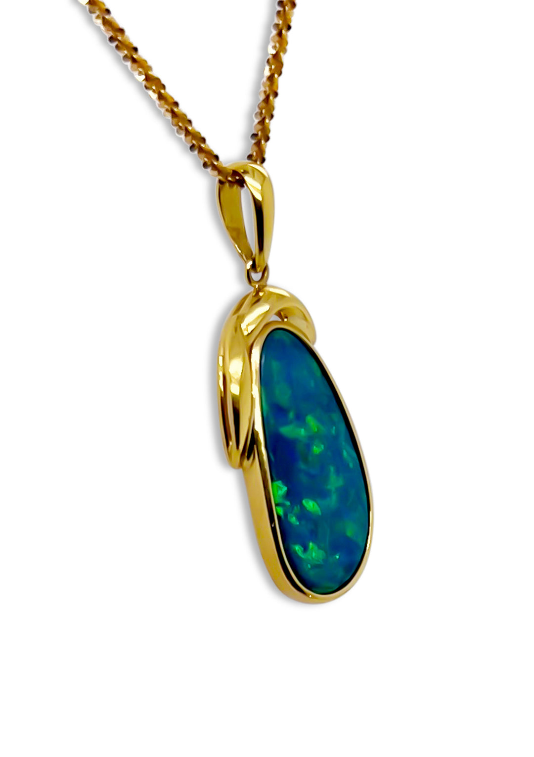 18K Yellow Gold Boulder Opal Drop Necklace