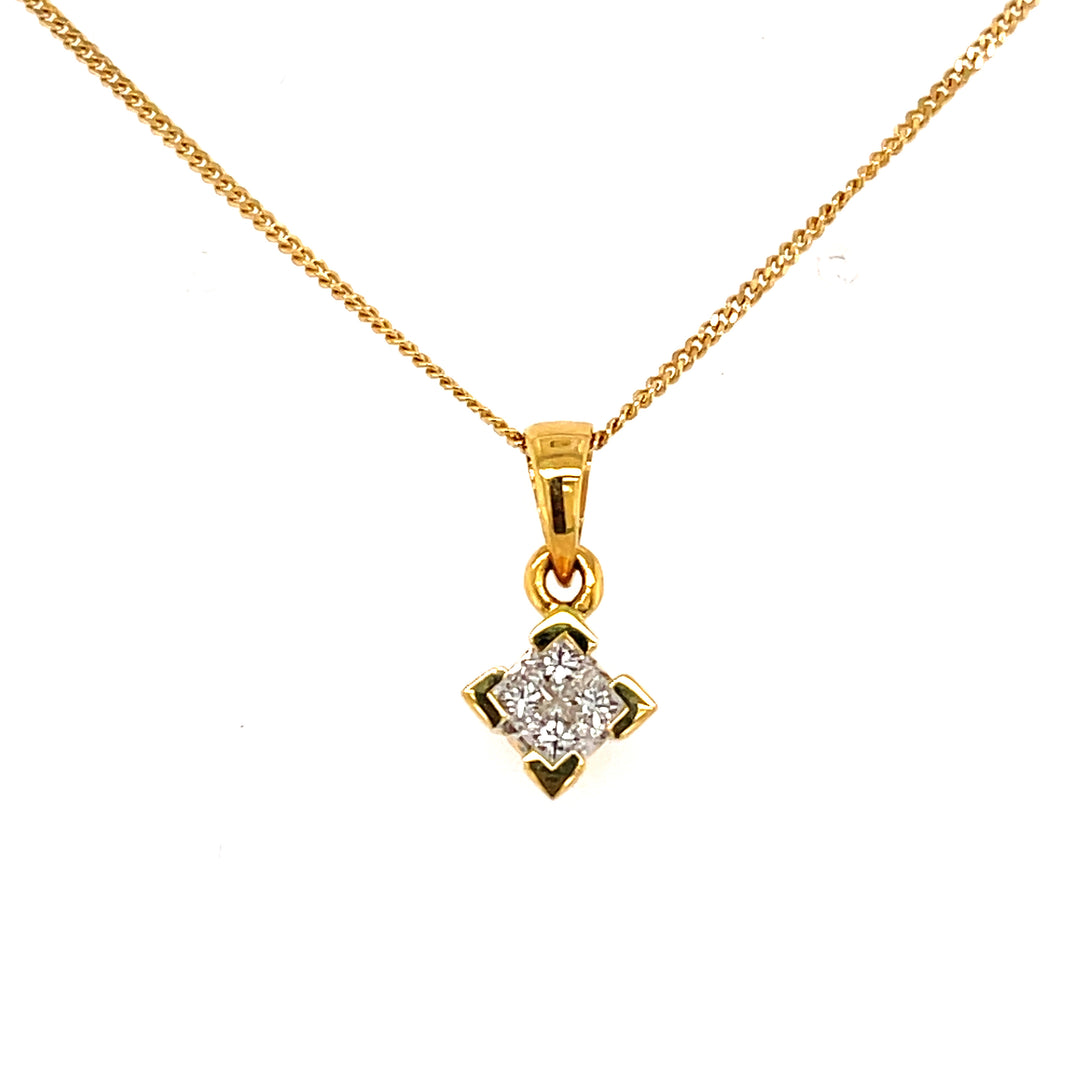 18K Yellow Gold 0.25 Carat Diamond Necklace