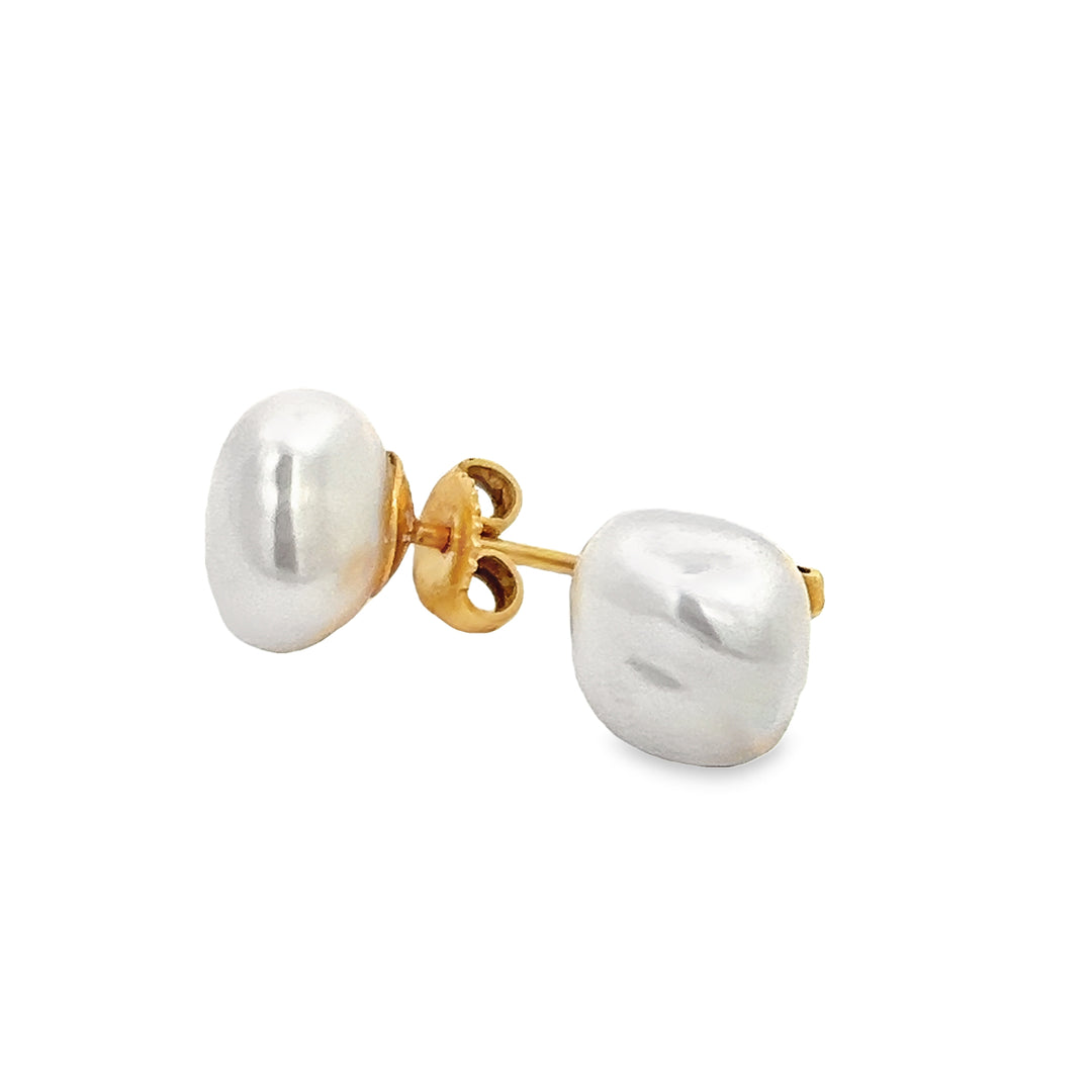 14K Yellow Gold Freshwater Pearl Earring Studs