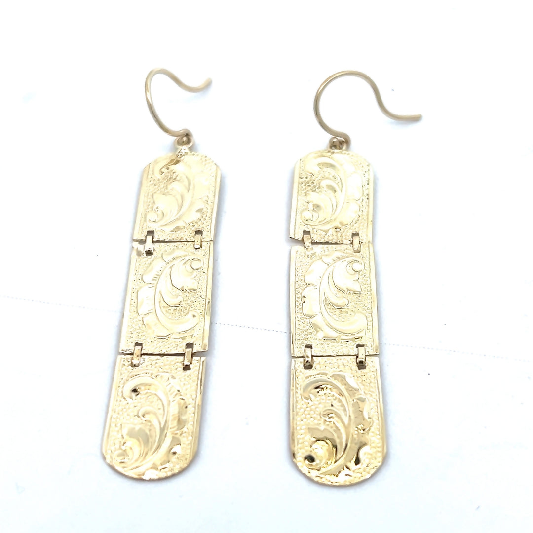 14K Yellow Gold Leaf Dangle Earrings