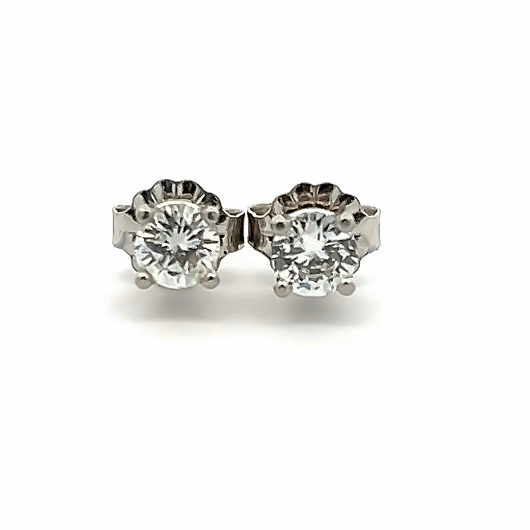 Platinum 0.54 Carat Diamond Stud Earrings