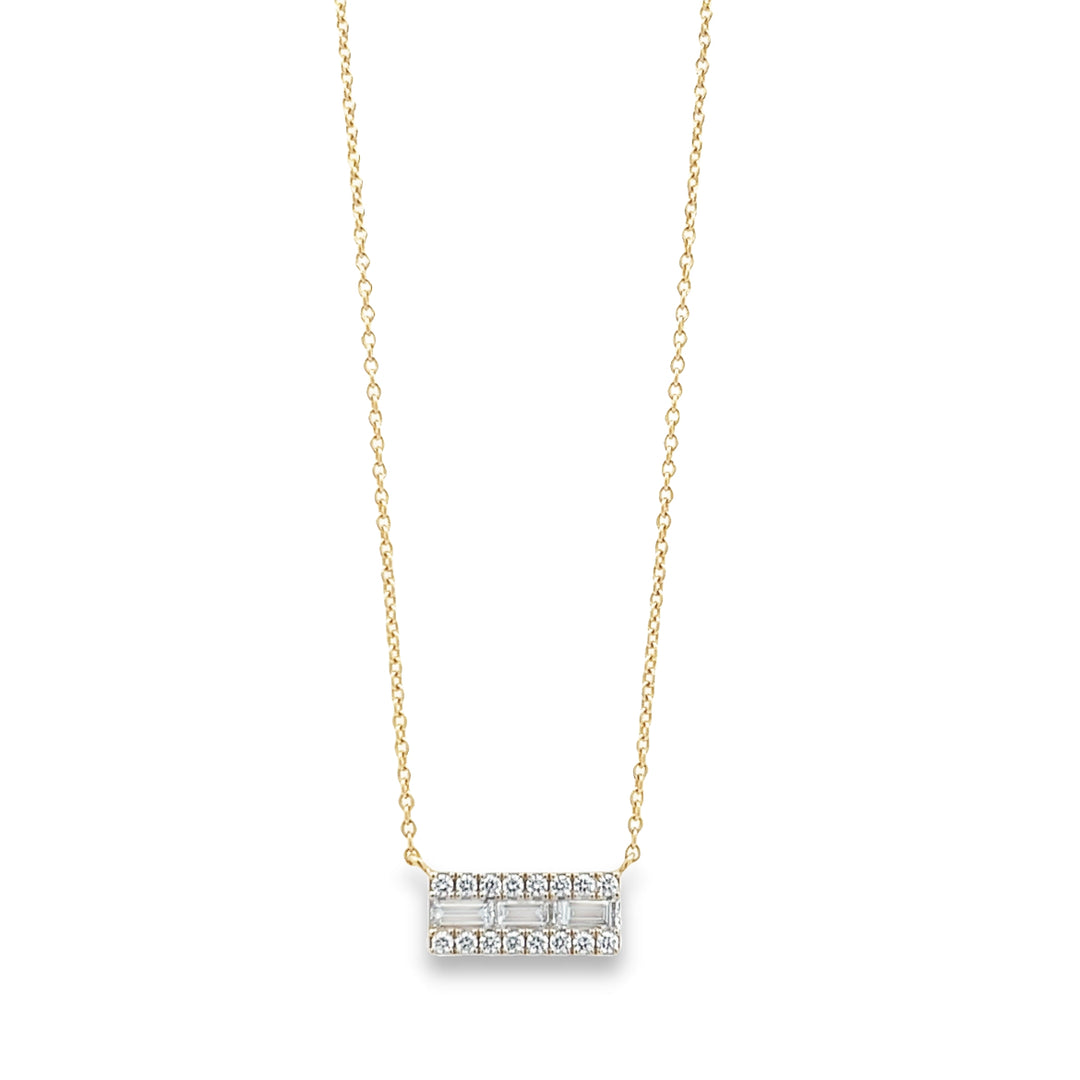 14K Yellow Gold 0.64 Carat Diamond Bar Necklace