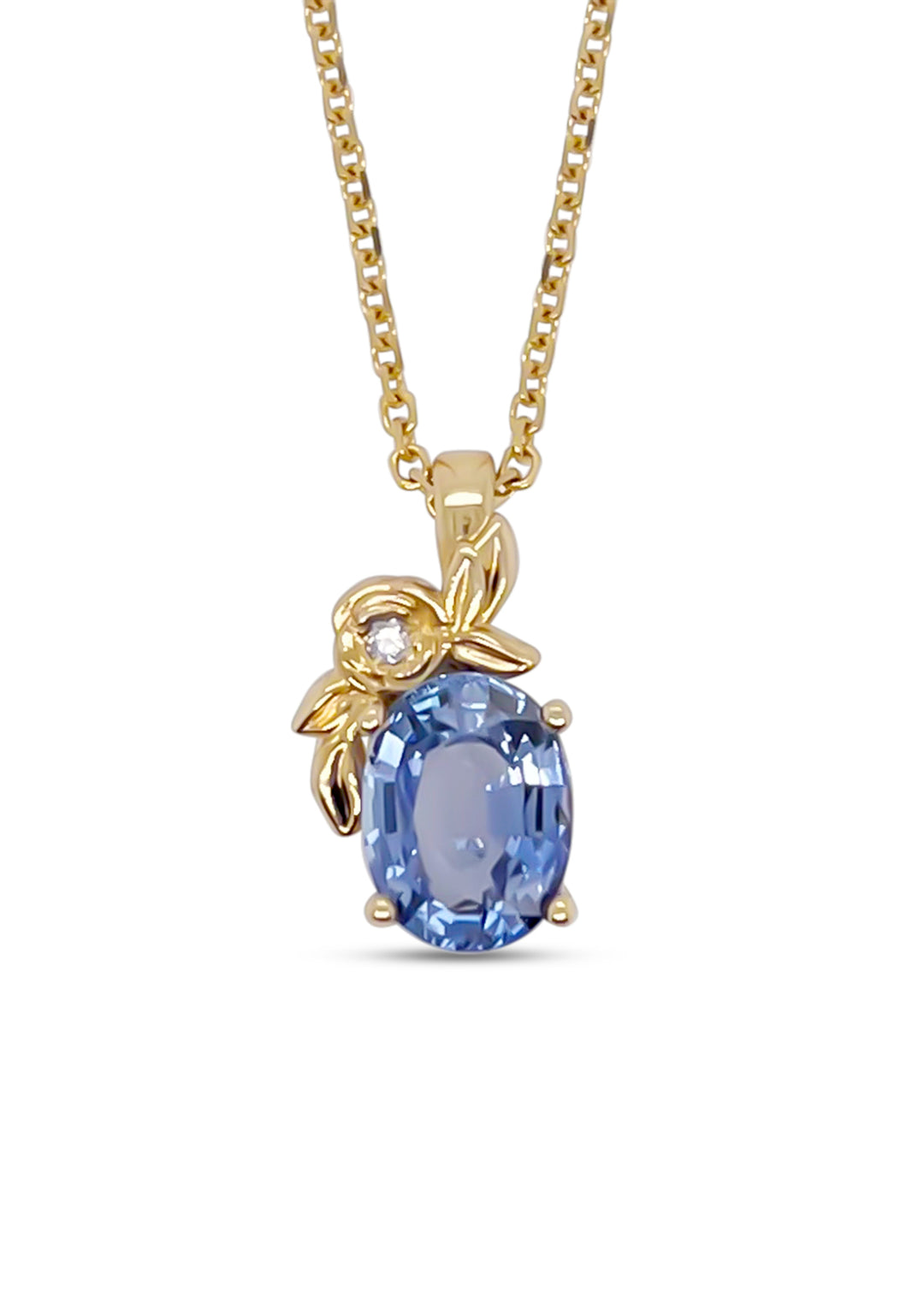 14K Yellow Gold 3.00 Carat Sapphire And Diamond Necklace
