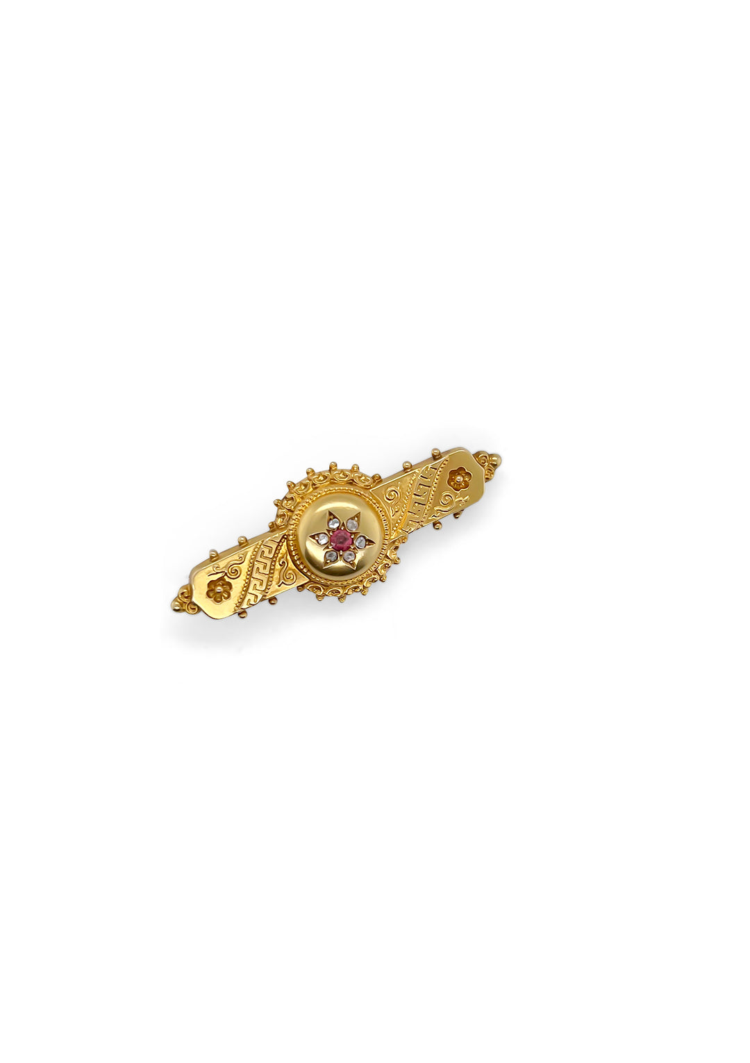 9K Yellow Gold 1900'd Rose Cut Diamond Brooch/Pin