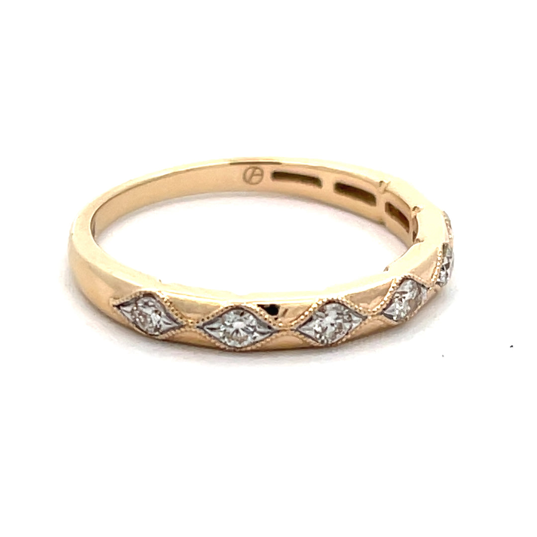 14K Yellow Gold Millgrain Diamond Band