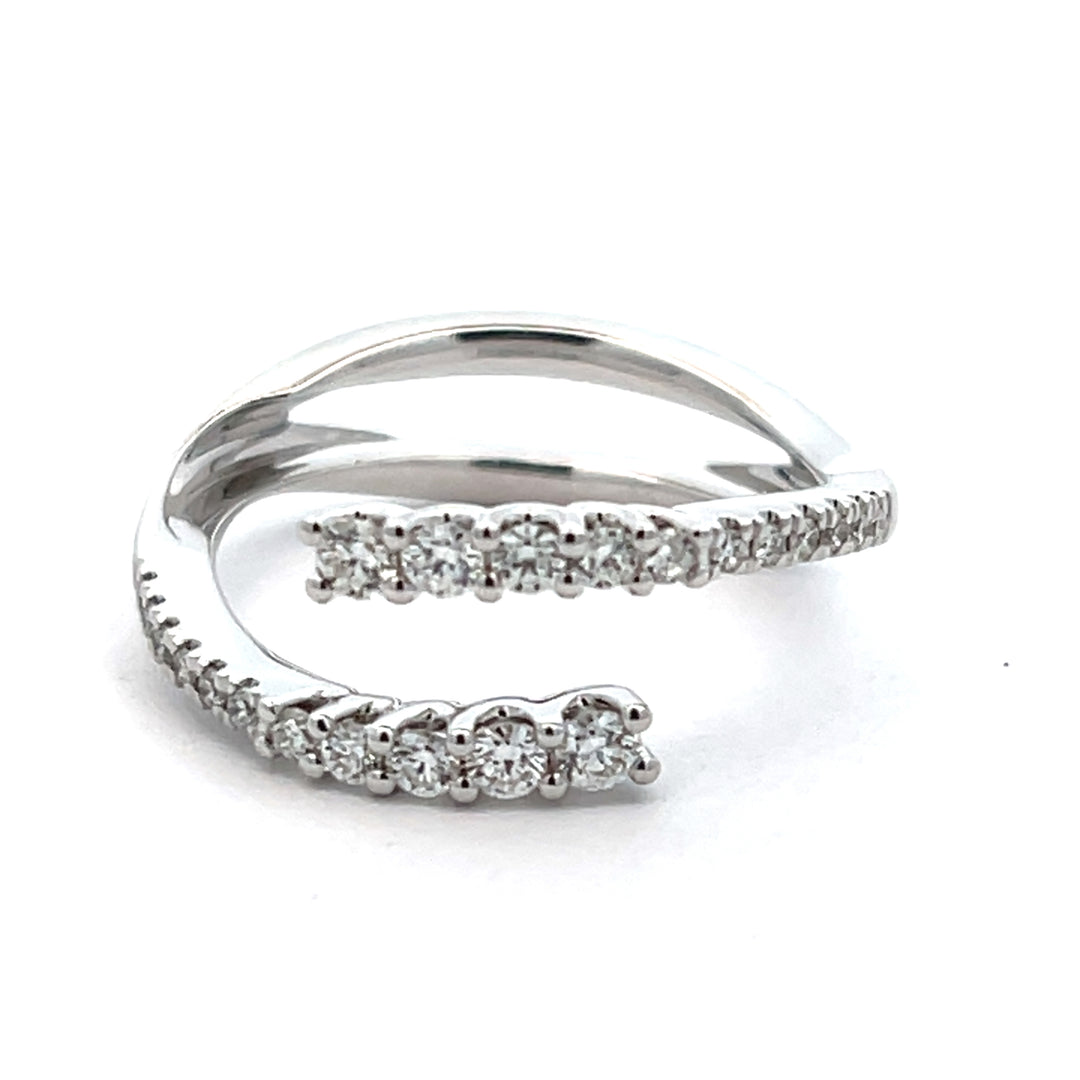 14K White Gold 0.38 Carat Diamond Bypass Ring