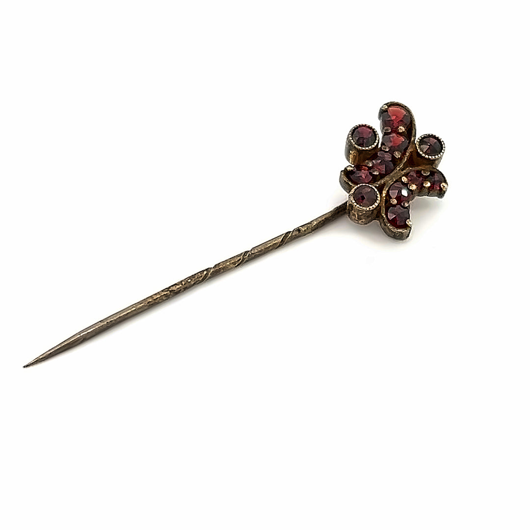 Gold Plated Antique Rose Cut Garnet Stick Pin