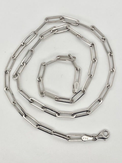 14K White Gold Paper Clip Necklace