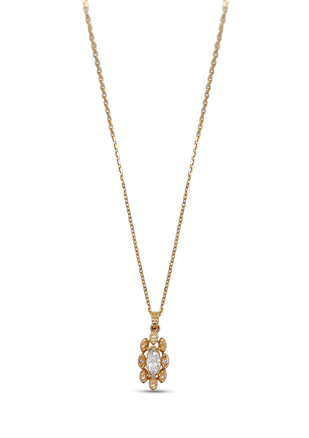 14K Yellow Gold 0.40 Carat Marquise Diamond Necklace