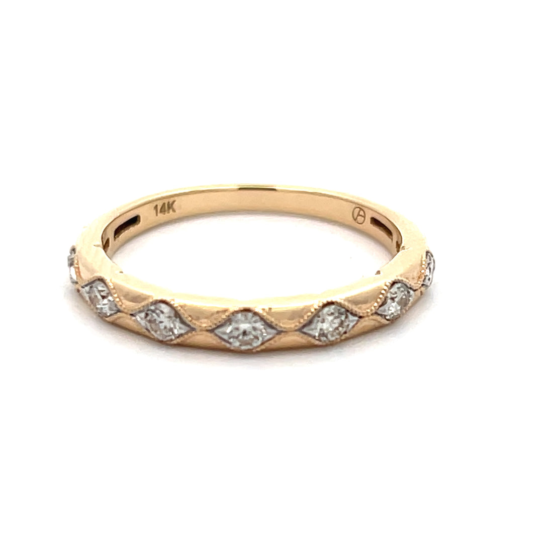 14K Yellow Gold Millgrain Diamond Band